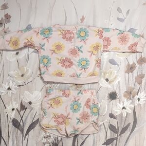 Little Me Pastel Floral Two-Piece Set in Pink, Yellow & Blue